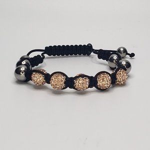 Champagne Crystal Bead Macrame Adjustable Bracelet